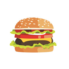 2D flat design illustration of an American burgers. Illustration in flat pastel color. Minimalist style. 
