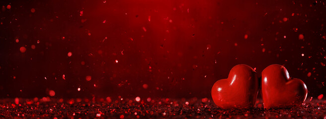 Close up of red hearts on valentine's day background