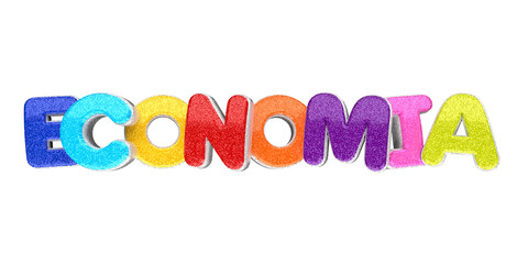 Carnaval texto economia 3D colorido  português