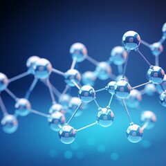 Molecular Structure: A Blue and Silver Photograph of Molecules Generative AI