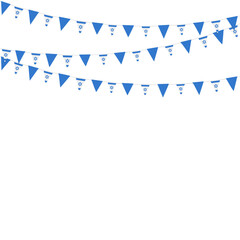 Israel flag bunting garland, string of triangular flags for outdoor party. - 705065571