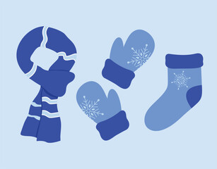 Winter season cute stuff vector art design for seasonal month