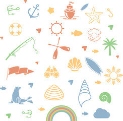 Simple Set of Travel by Sea Related Vector Line Icons. Contains such Icons as Port, Cruise Liner, Lighthouse and more. 