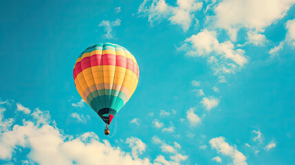 Fototapeta na wymiar colorful flying balloon in blue sky 