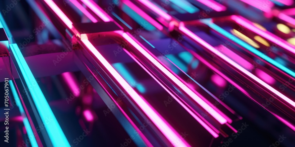 Aufkleber A vibrant collection of neon lights illuminating a room. Perfect for adding a pop of color and ambiance to any space