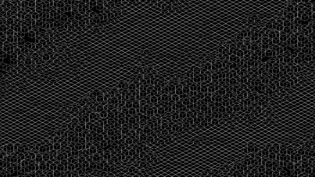 Abstract background with waving isometric cubes, 4K seamless loop