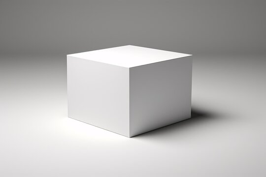 White Square Block on White Background Generative AI