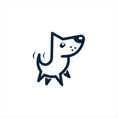 Illustration of cute dog logo on white background. The vector of Dog. It is good minimal iconic for pet logo,