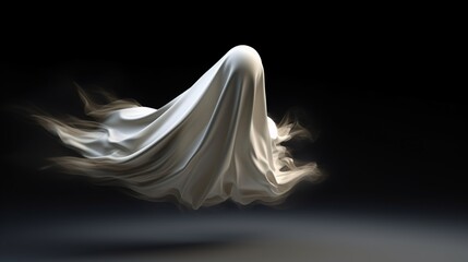 A ghostly figure in a white sheet flying through the air Generative AI