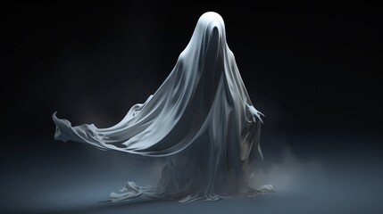 Ghostly Figure in White Robe Generative AI - obrazy, fototapety, plakaty