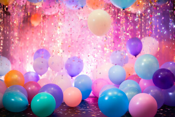 Fototapeta na wymiar Fiesta Frenzy: Atmosphere Alive with Balloons and Streamers