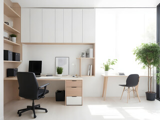 Minimalist interior, Minimal, Minimalist office with a productive workspace and a peaceful atmosphere