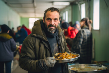 Fototapeta na wymiar Acts of Generosity: Serving Homeless a Meal