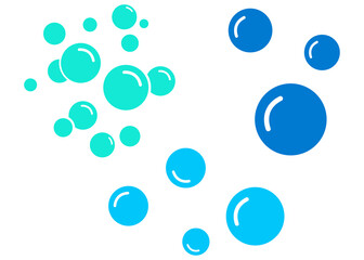 vector set of blue bubbles floating isolated background illustration flat 