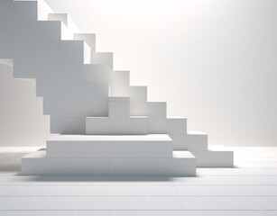 White Staircase with White Steps Generative AI