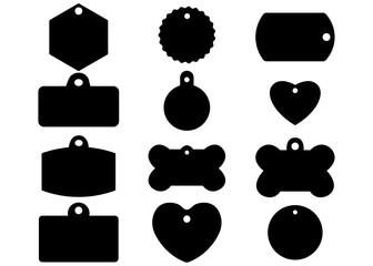 dog tags template. set of icons, shape tags, illustration flat design. silhouette isolated on white background