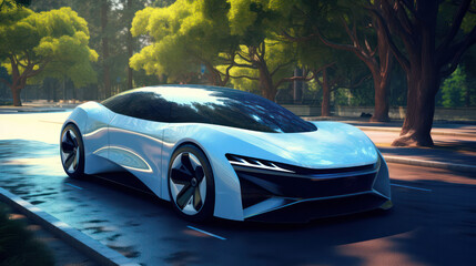 Efficiency Meets Elegance, 3D Render of a Futuristic Electric Car, A Vision of Tomorrow's Roads