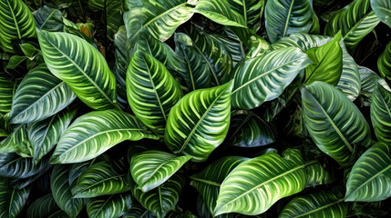 Calathea plant leaves background, showcasing tropical beauty in a vibrant stock photo perfect for versatile designs