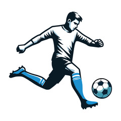 Naklejka premium soccer player men athlete vector design, colourful style football game male player illustration, player kicking ball template isolated on white background