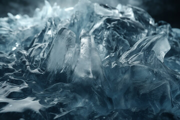 Graphic resources, nature concept. Close-up macro view of transparent sharp or spikes ice or glass background with copy space