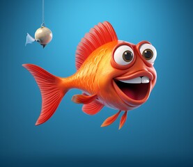 A cartoon fish with a toothbrush in its mouth Generative AI