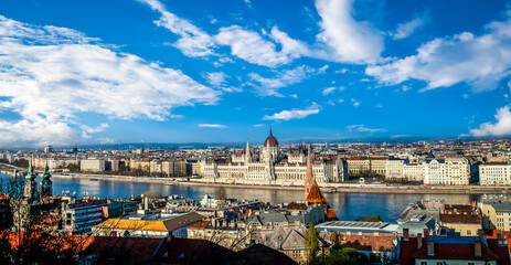 Hungarian Parliament Building in Budapest, amazing view from Fisherman's Bastion