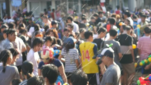 Songkran in Thailand, Traditional Thai New Year Festival. Songkran is inscribed as the UNESCO&rsquo;s Intangible Cultural Heritage event for Humanity from Thailand. People play water and use water guns.