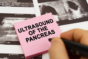 On the ultrasound pictures there are stickers that say - Ultrasound of the pancreas