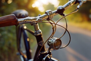 Fototapeta na wymiar Close up view of the handlebars of a bicycle. Versatile image suitable for various purposes