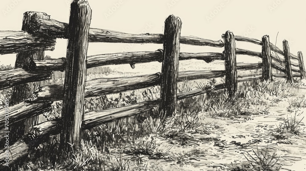 Aufkleber A simple drawing of a fence in a field. This versatile image can be used for various projects