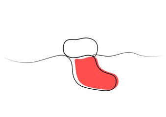 Obraz premium continuous one line drawing of a Christmas stocking