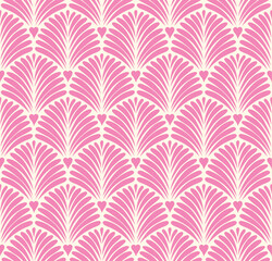Abstract floral seamless pattern. Vector art deco texture. Geometric minimalist background. - 705081318
