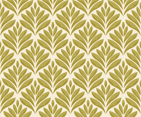 Damask organic leaves seamless pattern. Vector retro style background print. Decorative flower texture.
