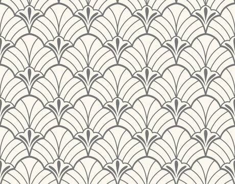 Modern floral art deco pattern. Seamless abstract botanic background. Vector illustration.