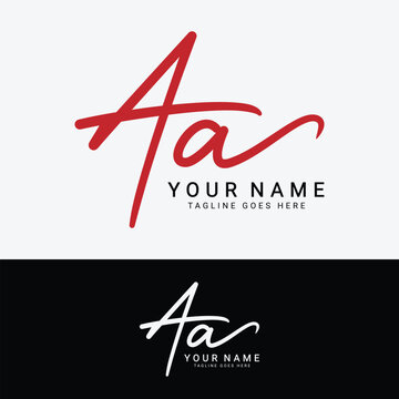 AA, A Initial handwriting or handwritten letter logo for identity. Logo with signature, wedding, fashion, floral, botanical and hand drawn in style