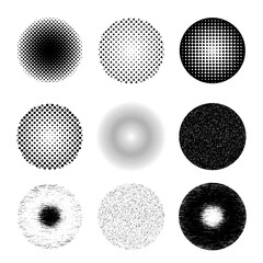 Set of halftone dots circles 