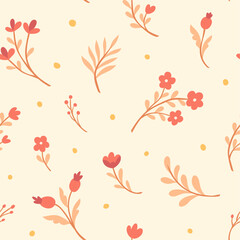 Vector pattern with simple cute flowers. Liberty seamless background. Trendy colors illustration for fashion textile.