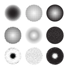 Set of halftone dots circles 