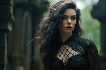 girl in gothic fantasy themed outfit