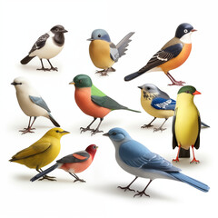 Assortment of beautiful birds