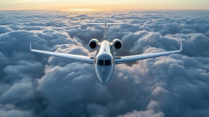Naklejka na ściany i meble Private jet in the sky made with Ai generative technology