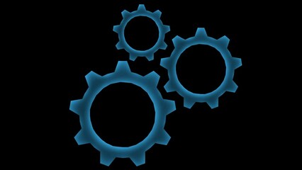 blue glow futuristic holographic gear for setting progress illustration.Format quick time alpha rgb, video codec animation.
