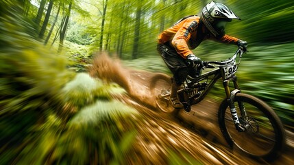 Mountain bike rider made with Ai generative technology, person is fictional