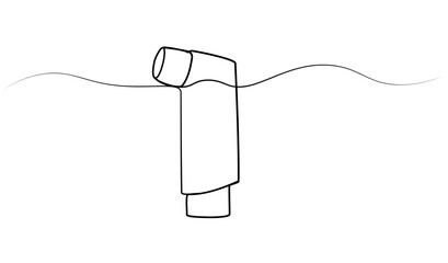 continuous one line drawing of asthma spray