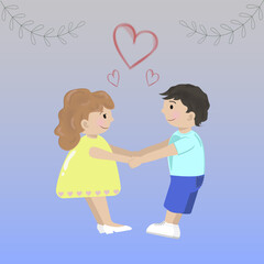 Valentine's Day. Cartoon couple. Valentine's Day card.