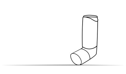continuous one line drawing of asthma spray. - obrazy, fototapety, plakaty