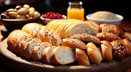 Various Pis Pis delicious bread snack recipes and fun Food - obrazy, fototapety, plakaty