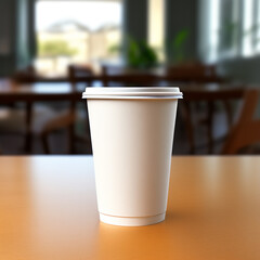 cup of coffee on the table mockup