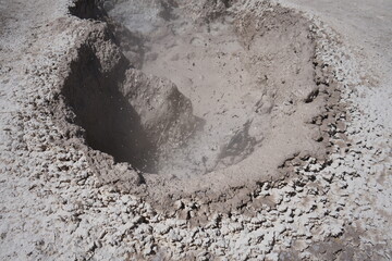 Erupting and splashing hot springs and mud pools, Sol de Mañana,   Bolivia.