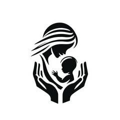 People Care and Protection Logo, Childcare Vector Logo Design. Mothers and baby